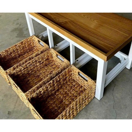 385245 : Ghế Băng Gỗ Sồi + Nệm Với Rỗ Lục Bình